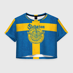 Футболка 3D укороченная женская Sabaton, цвет: 3D-принт