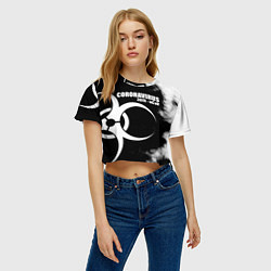 Футболка 3D укороченная женская Coronavirus 2019 - nCoV, цвет: 3D-принт — фото 2