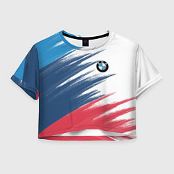 Футболка 3D укороченная женская BMW, цвет: 3D-принт