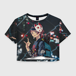 Футболка 3D укороченная женская Танджиро Камадо, цвет: 3D-принт