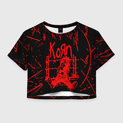 Футболка 3D укороченная женская Korn, цвет: 3D-принт