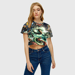 Футболка 3D укороченная женская Ктулху Лавкрафт, цвет: 3D-принт — фото 2
