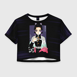 Футболка 3D укороченная женская Шинобу Кочо Kimetsu no Yaiba, цвет: 3D-принт