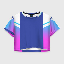 Футболка 3D укороченная женская NEON GRADIENT FITNESS UNIFORM, цвет: 3D-принт