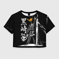 Футболка 3D укороченная женская Bleach, Ичиго с мечом, цвет: 3D-принт