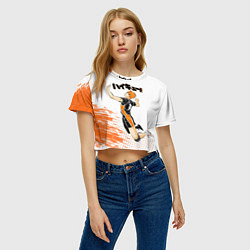 Футболка 3D укороченная женская Шоё Хината ВОЛЕЙБОЛ!!, цвет: 3D-принт — фото 2