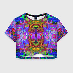 Футболка 3D укороченная женская Психоделика Абстракция, цвет: 3D-принт
