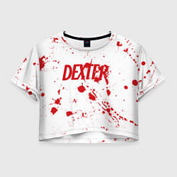 Футболка 3D укороченная женская Dexter logo Декстер брызги крови, цвет: 3D-принт