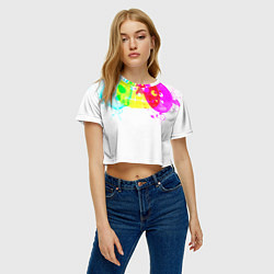 Футболка 3D укороченная женская Призраки Хэллоуина полиэстер, цвет: 3D-принт — фото 2