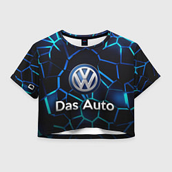 Футболка 3D укороченная женская Volkswagen слоган Das Auto, цвет: 3D-принт