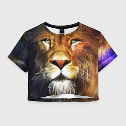 Футболка 3D укороченная женская Лев царь зверей, цвет: 3D-принт