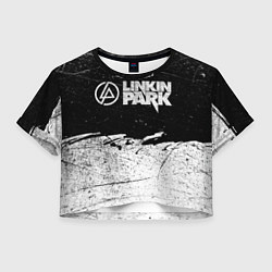 Футболка 3D укороченная женская Линкин Парк Лого Рок ЧБ Linkin Park Rock, цвет: 3D-принт