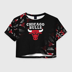 Футболка 3D укороченная женская ЧИКАГО БУЛЛС БЫКИ CHICAGO BULLS, цвет: 3D-принт