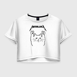 Футболка 3D укороченная женская Metallica Meowtallica, цвет: 3D-принт