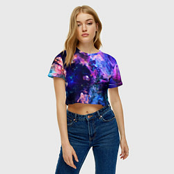 Футболка 3D укороченная женская НЕОНОВЫЕ КОСМОС NEON SPACE, цвет: 3D-принт — фото 2