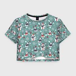 Футболка 3D укороченная женская Веселые Собачки 2022, цвет: 3D-принт