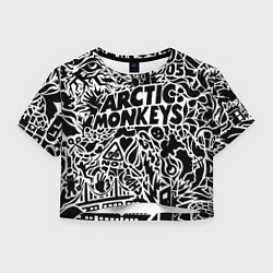 Футболка 3D укороченная женская Arctic monkeys Pattern, цвет: 3D-принт