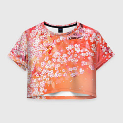 Футболка 3D укороченная женская Весенняя волна, цвет: 3D-принт