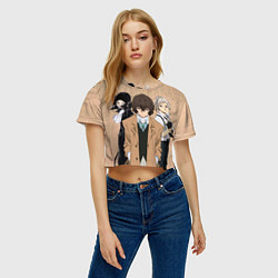 Футболка 3D укороченная женская Великий из бродячих псов, Дазай Осаму, Ацуши Накад, цвет: 3D-принт — фото 2