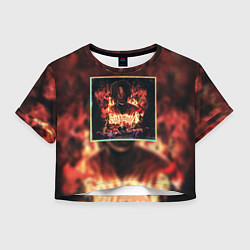 Футболка 3D укороченная женская Karmageddon Kizaru Альбом Кизару огонь, цвет: 3D-принт