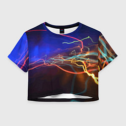 Футболка 3D укороченная женская Neon vanguard pattern Lightning Fashion 2023, цвет: 3D-принт