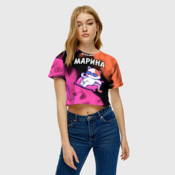 Футболка 3D укороченная женская Марина КОШЕЧКА Пламя, цвет: 3D-принт — фото 2