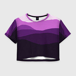 Футболка 3D укороченная женская Фиолетовый градиент горы абстракция, цвет: 3D-принт