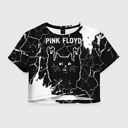 Футболка 3D укороченная женская Pink Floyd Rock Cat, цвет: 3D-принт