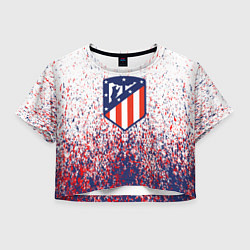 Футболка 3D укороченная женская Atletico madrid logo брызги красок, цвет: 3D-принт