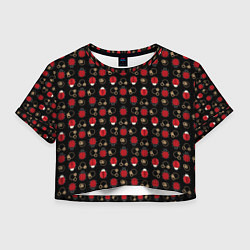 Женский топ Красные Божьи коровки на черном фоне ladybug