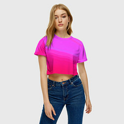 Футболка 3D укороченная женская Neon pink bright abstract background, цвет: 3D-принт — фото 2