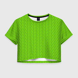 Футболка 3D укороченная женская Зеленые волнистые узоры, цвет: 3D-принт