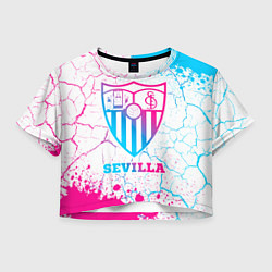 Футболка 3D укороченная женская Sevilla FC Neon Gradient, цвет: 3D-принт