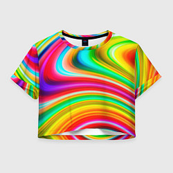 Футболка 3D укороченная женская Rainbow colors, цвет: 3D-принт