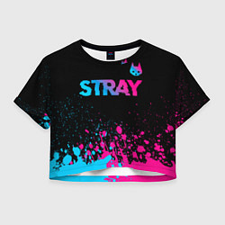 Футболка 3D укороченная женская Stray - neon gradient logo, цвет: 3D-принт