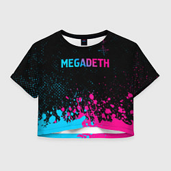 Футболка 3D укороченная женская Megadeth - neon gradient, цвет: 3D-принт