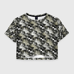 Футболка 3D укороченная женская Абстрактный камуфляжный, цвет: 3D-принт