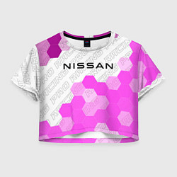 Футболка 3D укороченная женская Nissan pro racing: символ сверху, цвет: 3D-принт