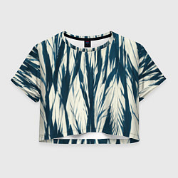 Футболка 3D укороченная женская Синие рваные полосы, цвет: 3D-принт