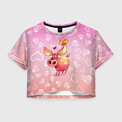 Женский топ Свинка с большими ушами и с бабочкой