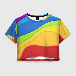 Футболка 3D укороченная женская Семь цветов радуги, цвет: 3D-принт