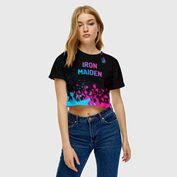 Футболка 3D укороченная женская Iron Maiden - neon gradient: символ сверху, цвет: 3D-принт — фото 2