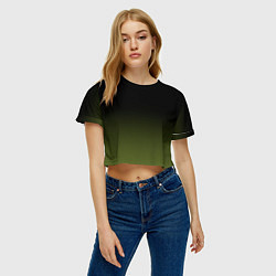 Футболка 3D укороченная женская Черный и хвойный зеленый градиент, цвет: 3D-принт — фото 2