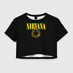 Футболка 3D укороченная женская Nirvana logo glitch, цвет: 3D-принт