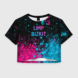 Футболка 3D укороченная женская Limp Bizkit - neon gradient: символ сверху, цвет: 3D-принт