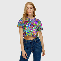 Футболка 3D укороченная женская Детский красочный узор, цвет: 3D-принт — фото 2
