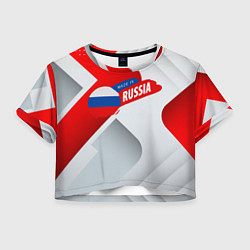 Футболка 3D укороченная женская Welcome to Russia red & white, цвет: 3D-принт