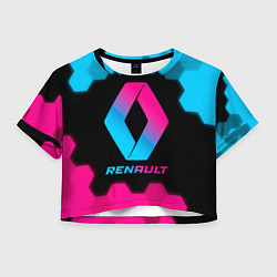 Футболка 3D укороченная женская Renault - neon gradient, цвет: 3D-принт