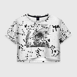 Футболка 3D укороченная женская Паук и цветы, цвет: 3D-принт