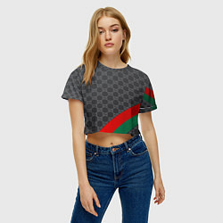 Футболка 3D укороченная женская В стиле gucci, цвет: 3D-принт — фото 2